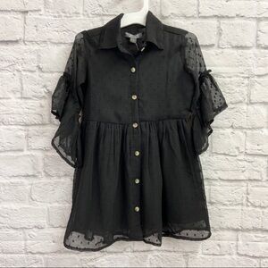ATUN All Things Uber Nice Claudia Shirt Dress Size 4-5Y Bell Sleeve Black NWT